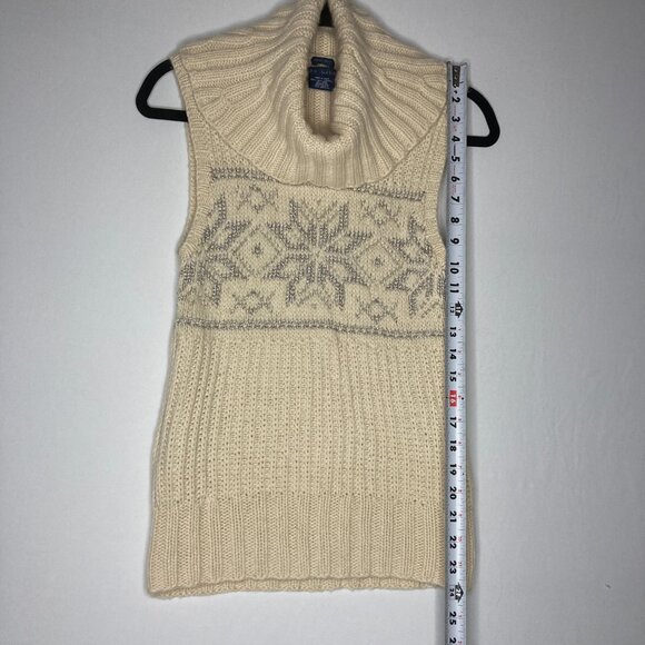 Vintage 90s RALPH LAUREN BLUE LABEL Sweater Vest Cashmere Wool Ivory Snowflake M - Picture 8 of 16